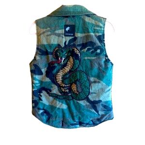 Da Nang Reversible Camouflage Vest with Embroidered Cobra.Orange Om & Lotus.